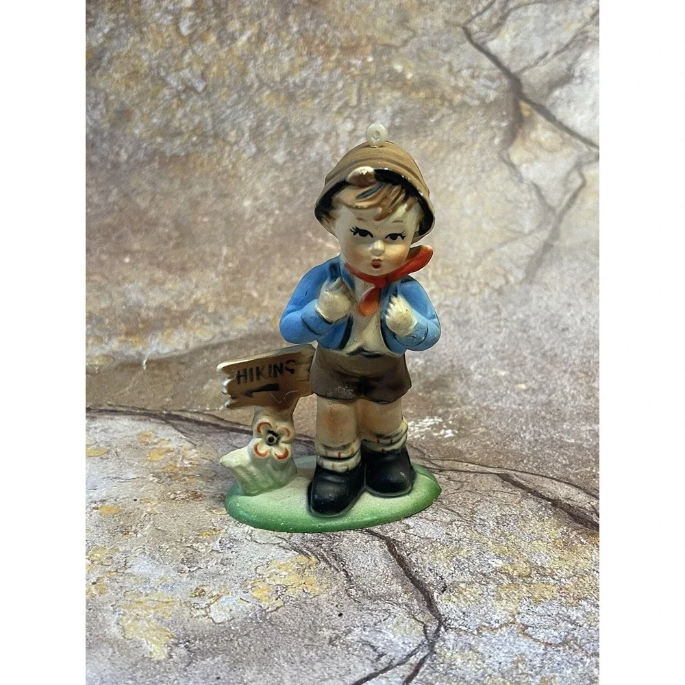 Vintage Look Alike Hummel LITTLE HIKER BOY Cute Christmas Ornament